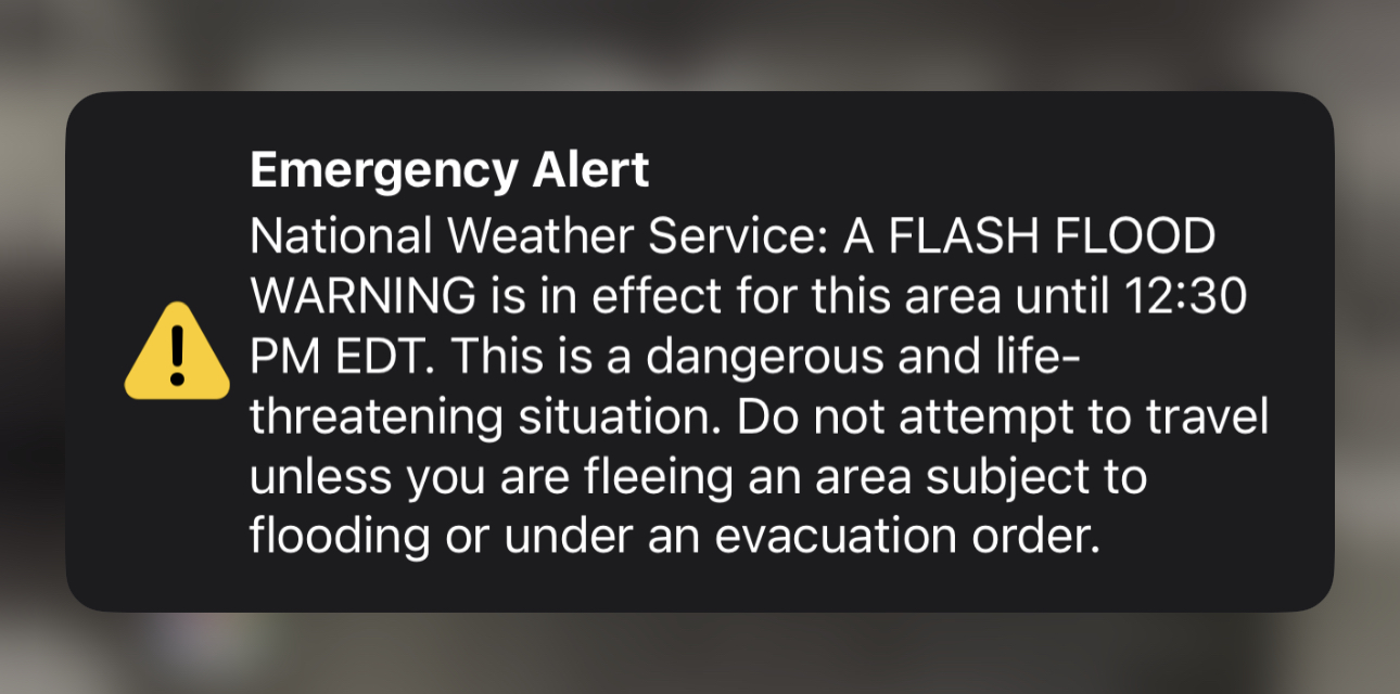 an alert about the flood